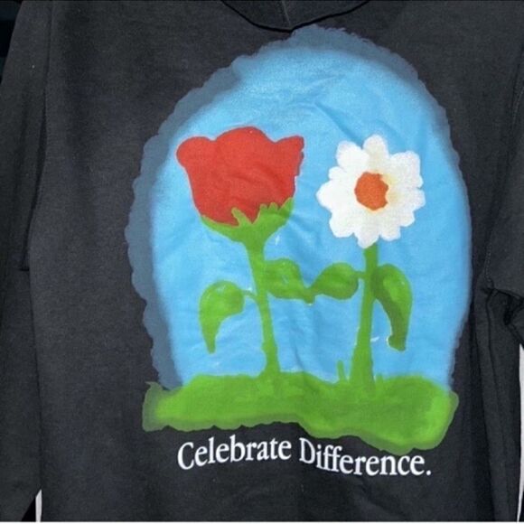 Petals and Peacock Oversized Unisex Black Hoodie(Size Small) - Picture 4 of 7